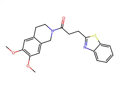 3-(1,3-benzothiazol-2-yl)-1-(6,7-dimethoxy-3,4-dihydroisoquinolin-2(1H)-yl)propan-1-one structure