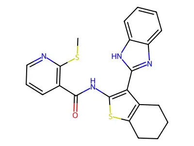 N-[3-(1H-1,3-benzodiazol-2-yl)-4,5,6,7-tetrahydro-1-benzothiophen-2-yl]-2-(methylsulfanyl)pyridine-3-carboxamide structure