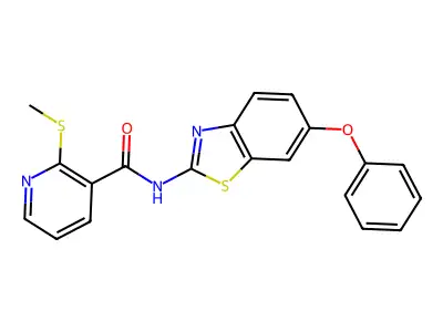 2-(methylsulfanyl)-N-(6-phenoxy-1,3-benzothiazol-2-yl)pyridine-3-carboxamide structure