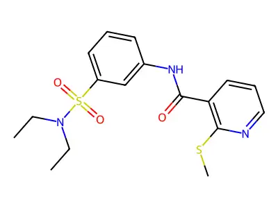 N-[3-(diethylsulfamoyl)phenyl]-2-(methylsulfanyl)pyridine-3-carboxamide structure