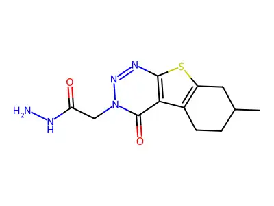 2-(7-methyl-4-oxo-5,6,7,8-tetrahydro-[1]benzothiolo[2,3-d]triazin-3-yl)acetohydrazide structure