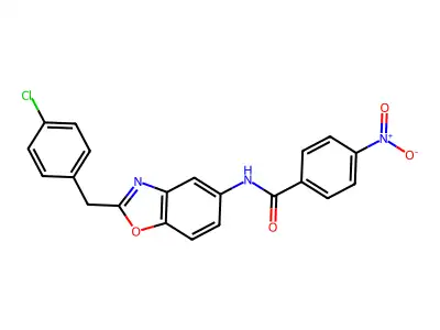 N-[2-[(4-chlorophenyl)methyl]-1,3-benzoxazol-5-yl]-4-nitrobenzamide structure