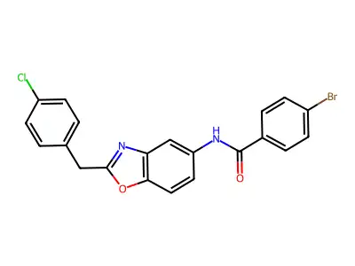 4-bromo-N-[2-[(4-chlorophenyl)methyl]-1,3-benzoxazol-5-yl]benzamide structure