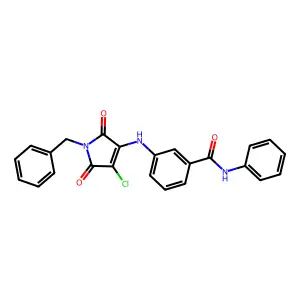 3-[(1-benzyl-4-chloro-2,5-dioxo-pyrrol-3-yl)amino]-N-phenyl-benzamide structure