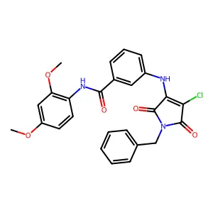 3-[(1-benzyl-4-chloro-2,5-dioxo-pyrrol-3-yl)amino]-N-(2,4-dimethoxyphenyl)benzamide structure