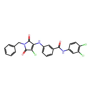 3-[(1-benzyl-4-chloro-2,5-dioxopyrrol-3-yl)amino]-N-(3,4-dichlorophenyl)benzamide structure