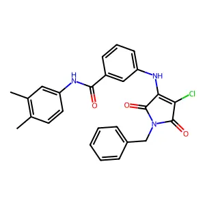 3-[(1-benzyl-4-chloro-2,5-dioxo-pyrrol-3-yl)amino]-N-(3,4-dimethylphenyl)benzamide structure