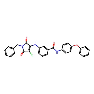 (3-{[4-chloro-2,5-dioxo-1-benzylazolin-3-yl]amino}phenyl)-N-(4-phenoxyphenyl)c arboxamide structure