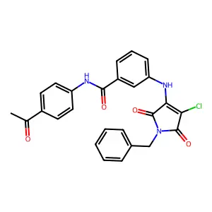N-(4-acetylphenyl)-3-[(1-benzyl-4-chloro-2,5-dioxo-pyrrol-3-yl)amino]benzamide structure