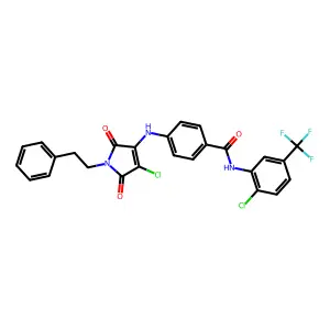 4-((4-Chloro-2,5-dioxo-1-phenethyl-2,5-dihydro-1H-pyrrol-3-yl)amino)-N-(2-chloro-5-(trifluoromethyl)phenyl)benzamide structure
