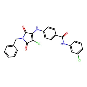 (4-{[4-chloro-2,5-dioxo-1-benzylazolin-3-yl]amino}phenyl)-N-(3-chlorophenyl)ca rboxamide structure