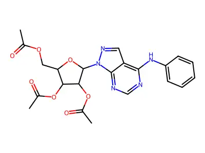 [3,4-diacetyloxy-5-(4-anilinopyrazolo[3,4-d]pyrimidin-1-yl)oxolan-2-yl]methyl acetate structure