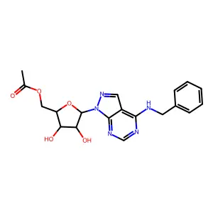 [5-[4-(benzylamino)pyrazolo[3,4-d]pyrimidin-1-yl]-3,4-dihydroxyoxolan-2-yl]methyl acetate structure