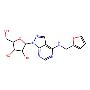 2-[4-(furan-2-ylmethylamino)pyrazolo[3,4-d]pyrimidin-1-yl]-5-(hydroxymethyl)oxolane-3,4-diol structure