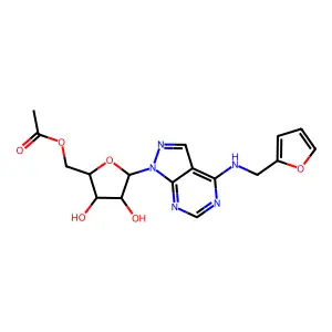 [5-[4-(furan-2-ylmethylamino)pyrazolo[3,4-d]pyrimidin-1-yl]-3,4-dihydroxyoxolan-2-yl]methyl acetate structure