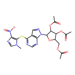 [3,4-diacetyloxy-5-[4-(3-methyl-5-nitroimidazol-4-yl)sulfanylpyrazolo[3,4-d]pyrimidin-1-yl]oxolan-2-yl]methyl acetate structure