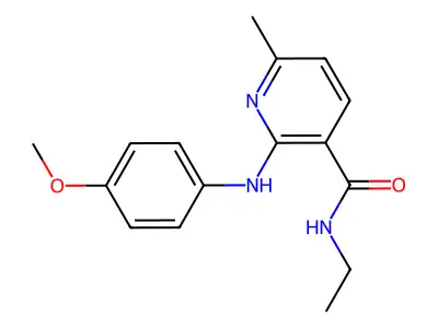 3-Pyridinecarboxamide, N-ethyl-2-((4-methoxyphenyl)amino)-6-methyl- structure