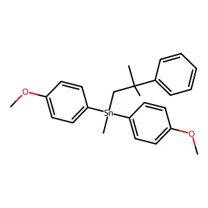 Bis(4-methoxyphenyl)(methyl)(2-methyl-2-phenylpropyl)stannane structure