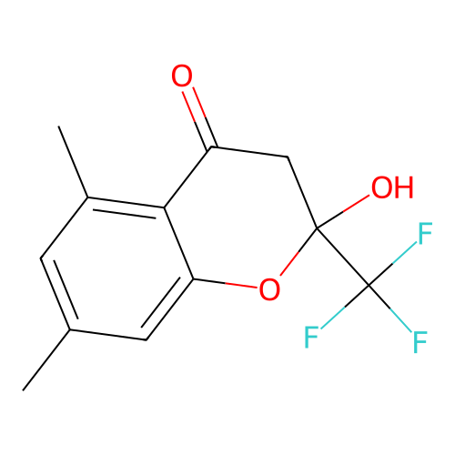2-hydroxy-5,7-dimethyl-2-(trifluoromethyl)-2,3-dihydro-4H-chromen-4-one structure