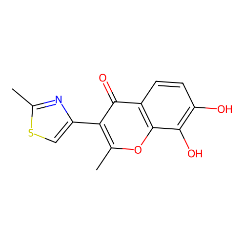 7,8-dihydroxy-2-methyl-3-(2-methylthiazol-4-yl)-4H-chromen-4-one structure