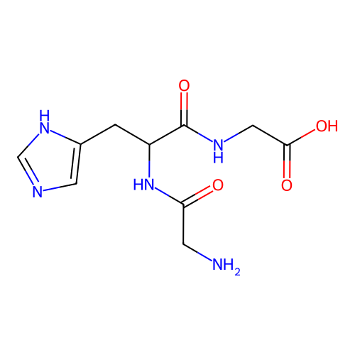 2-(2-(2-aminoacetamido)-3-(1H-imidazol-4-yl) propanamido)acetic acid structure