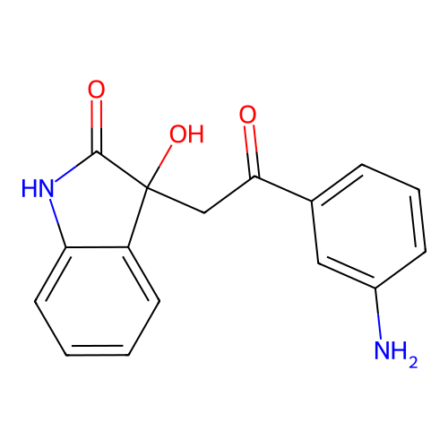 3-[2-(3-aminophenyl)-2-oxoethyl]-3-hydroxy-1,3-dihydro-2H-indol-2-one structure