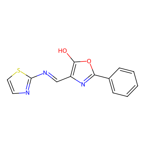 2-Phenyl-4-(1,3-thiazol-2-yliminomethyl)-1,3-oxazol-5-ol structure