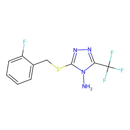 3-[(2-Fluorophenyl)methylsulfanyl]-5-(trifluoromethyl)-1,2,4-triazol-4-amine structure