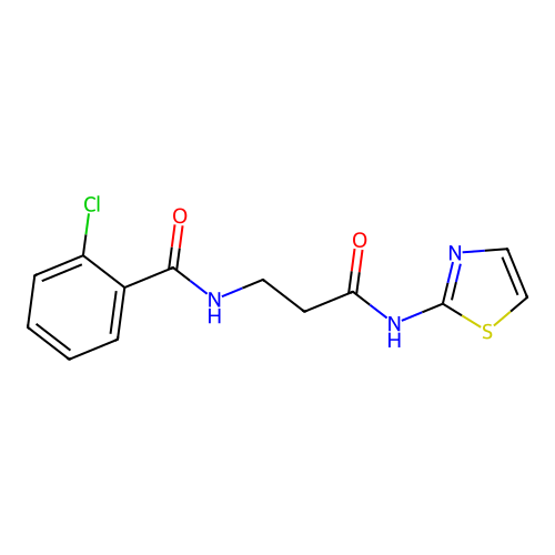 2-chloro-N-[3-oxo-3-(1,3-thiazol-2-ylamino)propyl]benzamide structure