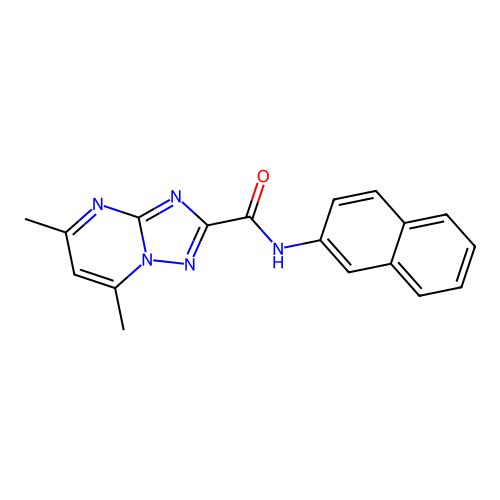 5,7-dimethyl-N-(naphthalen-2-yl)[1,2,4]triazolo[1,5-a]pyrimidine-2-carboxamide structure