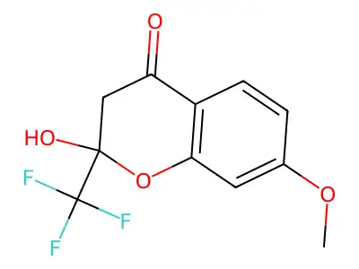2-hydroxy-7-methoxy-2-(trifluoromethyl)-3H-chromen-4-one structure