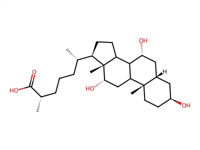 3beta,7alpha,12alpha-Trihydroxy-5beta-cholestan-26-oic acid structure