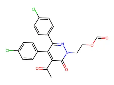 3(2H)-Pyridazinone, 4-acetyl-5,6-bis(4-chlorophenyl)-2-(2-(formyloxy)ethyl)- structure
