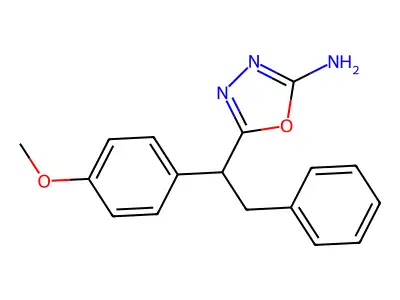 1,3,4-Oxadiazol-2-amine, 5-(1-(4-methoxyphenyl)-2-phenylethyl)- structure