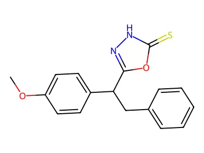 1,3,4-Oxadiazole-2(3H)-thione, 5-(1-(4-methoxyphenyl)-2-phenylethyl)- structure