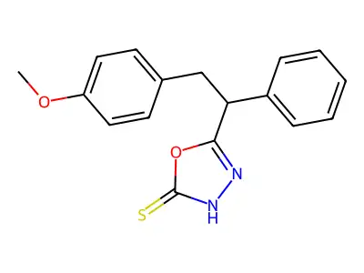 1,3,4-Oxadiazole-2-thiol, 5-(p-methoxy-alpha-phenylphenethyl)- structure