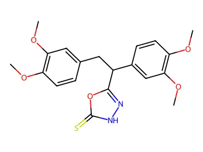 1,3,4-Oxadiazole-2(3H)-thione, 5-(1,2-bis(3,4-dimethoxyphenyl)ethyl)- structure