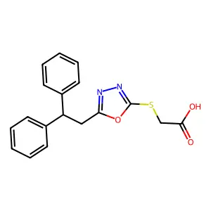 Acetic acid, 2-((5-(alpha-phenylphenethyl)-1,3,4-oxadiazol-2-yl)thio)- structure