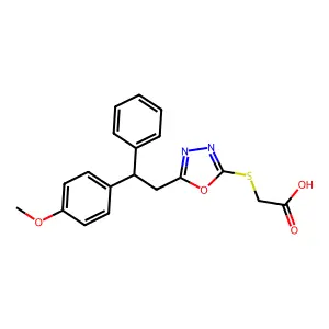 Acetic acid, 2-((5-(p-methoxy-alpha-phenylphenethyl)-1,3,4-oxadiazol-2-yl)thio)- structure