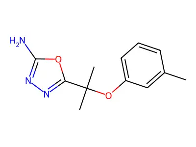 1,3,4-Oxadiazol-2-amine, 5-(1-methyl-1-(3-methylphenoxy)ethyl)- structure