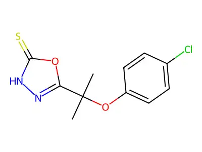 1,3,4-Oxadiazole-2-thiol, 5-(1-(p-chlorophenoxy)-1-methylethyl)- structure