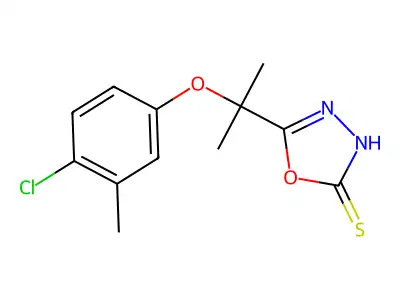 1,3,4-Oxadiazole-2-thiol, 5-(1-(4-chloro-m-tolyloxy)-1-methylethyl)- structure