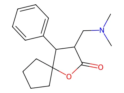1-Oxaspiro(4.4)nonan-2-one, 3-((dimethylamino)methyl)-4-phenyl- structure
