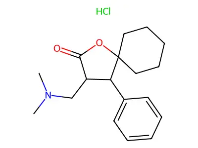 1-Oxaspiro(4.5)decan-2-one, 3-((dimethylamino)methyl)-4-phenyl-, hydrochloride structure