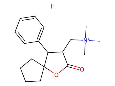 1-Oxaspiro(4.4)nonane-3-methanaminium, N,N,N-trimethyl-2-oxo-4-phenyl-, iodide structure