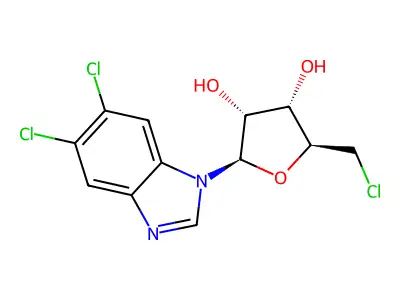 Benzimidazole, 5,6-dichloro-1-(5-chloro-5-deoxy-beta-D-ribofuranosyl)- structure