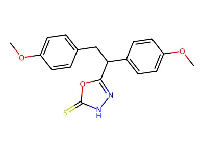 1,3,4-Oxadiazole-2-thiol, 5-(p-methoxy-alpha-(p-methoxyphenyl)phenethyl)- structure