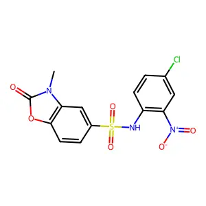 N-(4-Chloro-2-(hydroxy(oxido)amino)phenyl)-3-methyl-2-oxo-2,3-dihydro-1,3-benzoxazole-5-sulfonamide structure