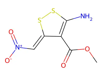 Methyl 3-amino-5-(nitromethylidene)dithiole-4-carboxylate structure