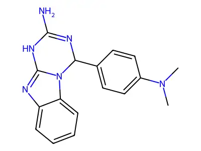 4-[4-(dimethylamino)phenyl]-1,4-dihydro[1,3,5]triazino[1,2-a]benzimidazol-2-amine structure